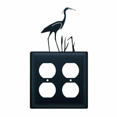 VILLAGE WROUGHT IRON Heron Double Outlet Cover - Black EOO-133